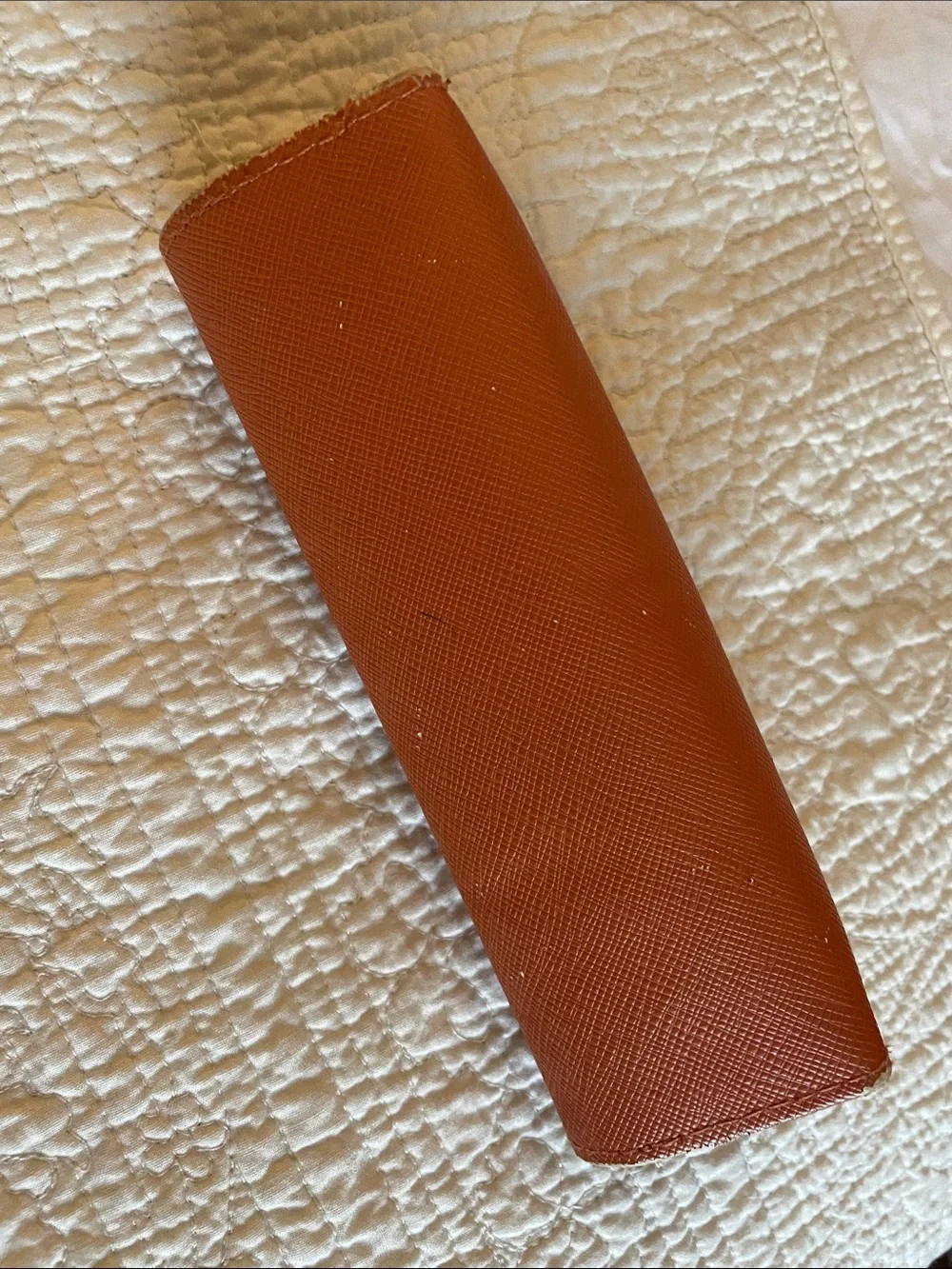 Tory Burch Orange Saffiano Leather Glasses Case
